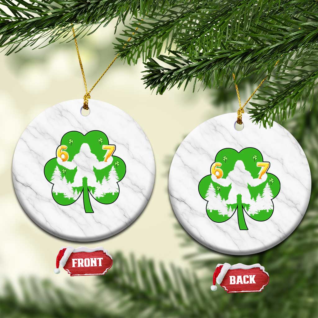 St Patricks Day Bigfoot Shamrock Ceramic Ornament Six Seven Meme