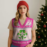 St Patricks Day Bigfoot Shamrock V-Neck Knit Sweater Vest Six Seven Meme