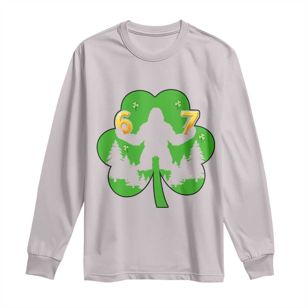 St Patricks Day Bigfoot Shamrock Long Sleeve Shirt Six Seven Meme