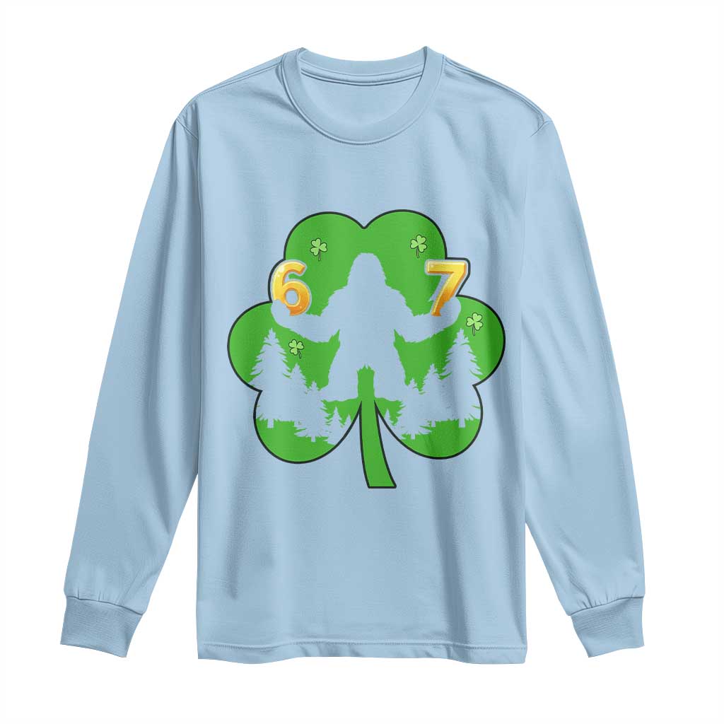 St Patricks Day Bigfoot Shamrock Long Sleeve Shirt Six Seven Meme