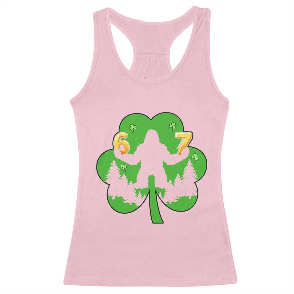 St Patricks Day Bigfoot Shamrock Racerback Tank Top Six Seven Meme