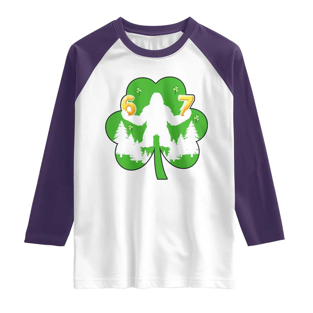 St Patricks Day Bigfoot Shamrock Raglan Shirt Six Seven Meme