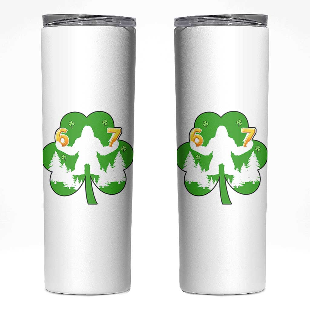 St Patricks Day Bigfoot Shamrock Skinny Tumbler Six Seven Meme