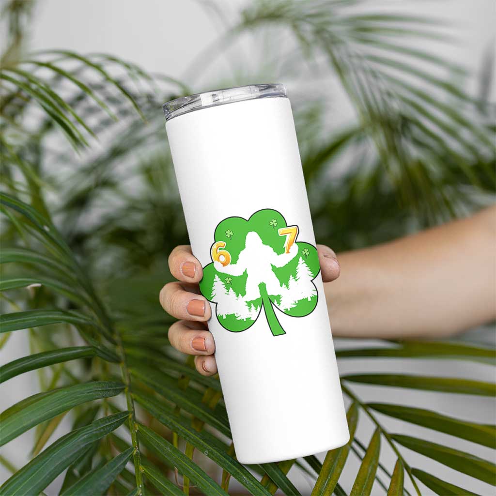 St Patricks Day Bigfoot Shamrock Skinny Tumbler Six Seven Meme