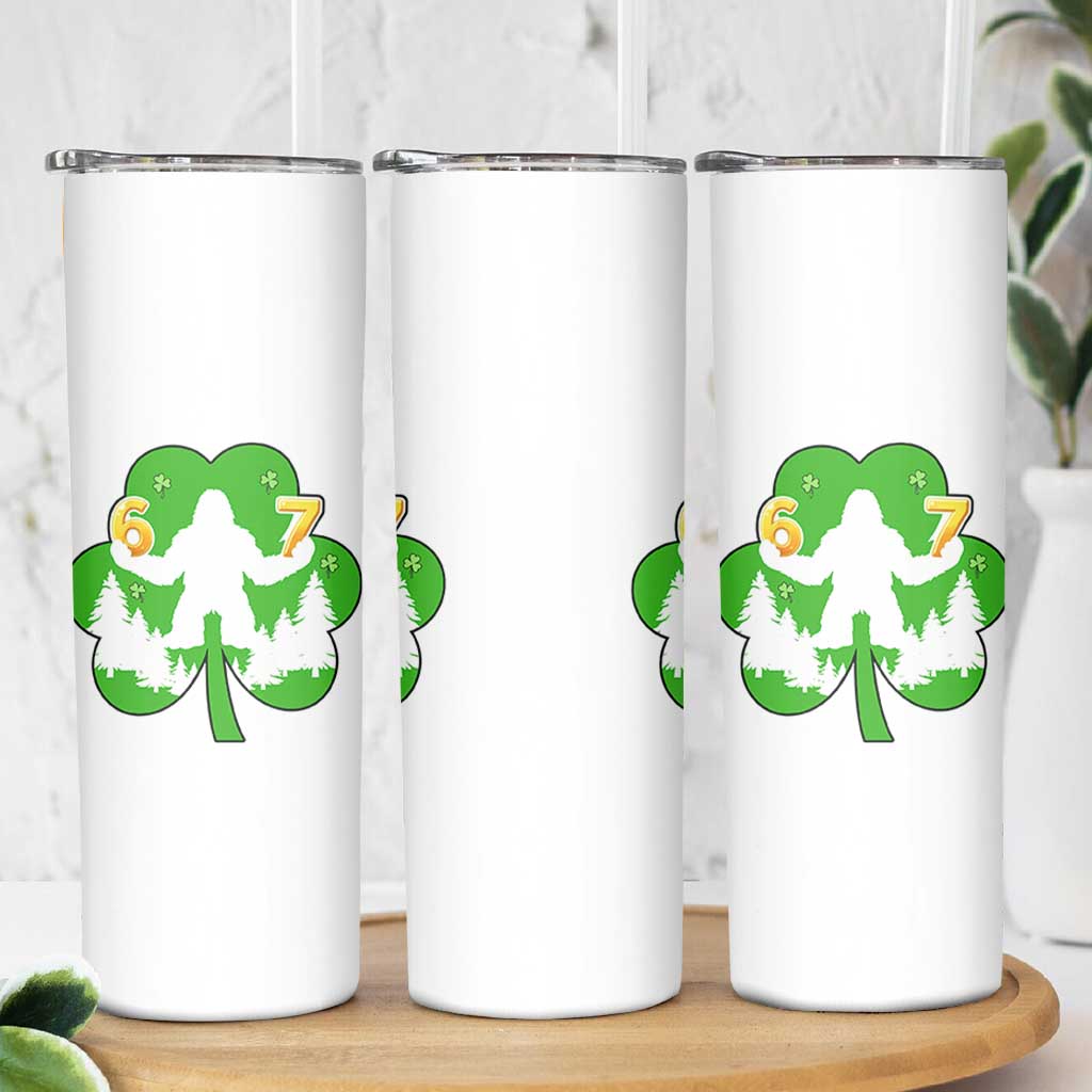 St Patricks Day Bigfoot Shamrock Skinny Tumbler Six Seven Meme