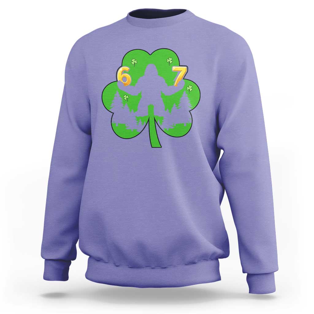 St Patricks Day Bigfoot Shamrock Sweatshirt Six Seven Meme