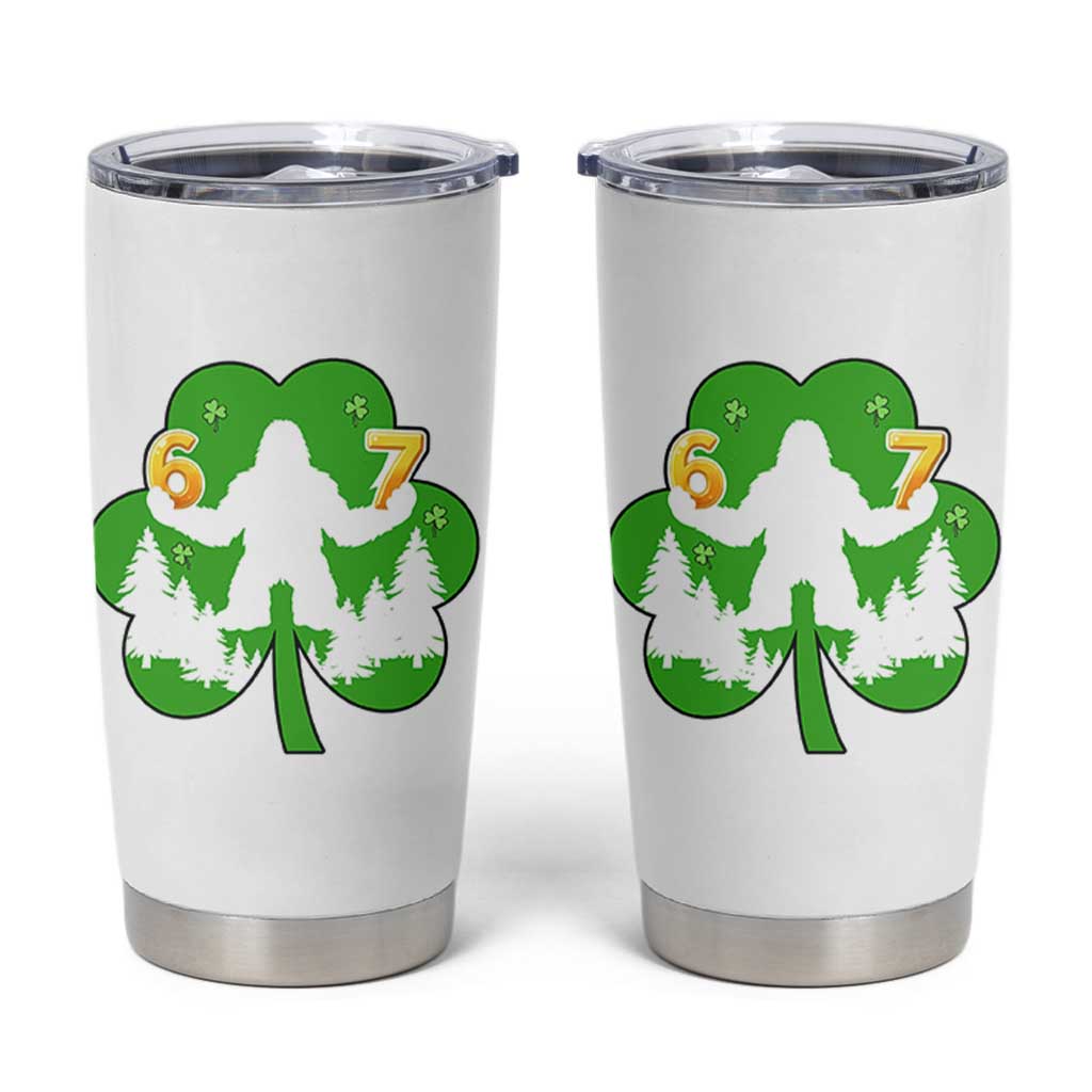 St Patricks Day Bigfoot Shamrock Tumbler Cup Six Seven Meme