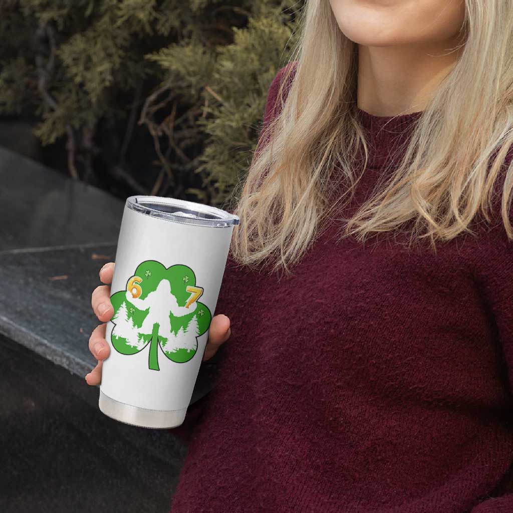 St Patricks Day Bigfoot Shamrock Tumbler Cup Six Seven Meme