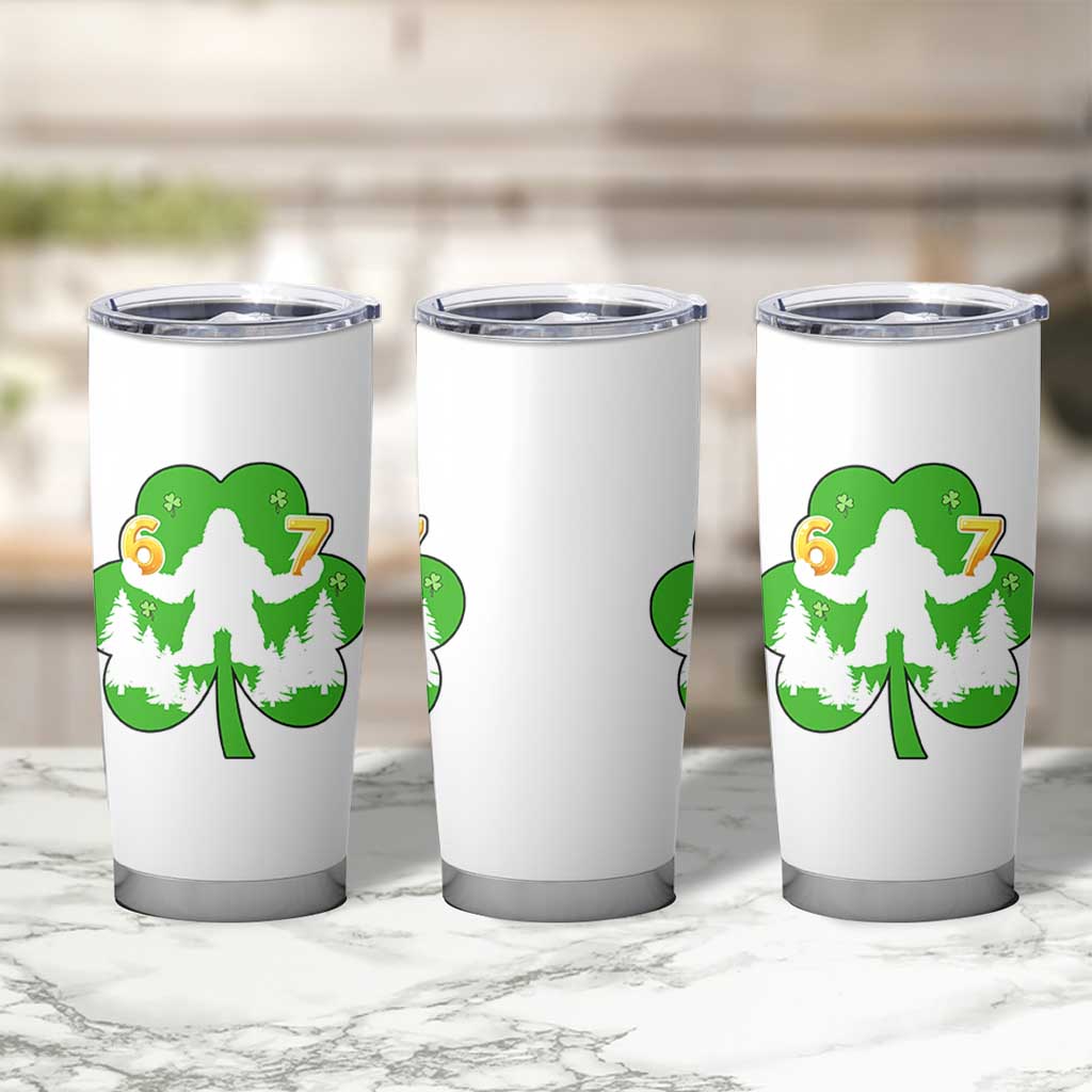 St Patricks Day Bigfoot Shamrock Tumbler Cup Six Seven Meme