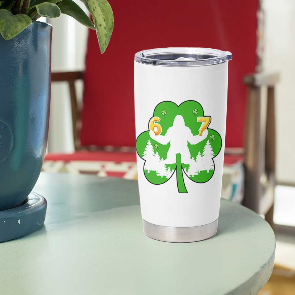 St Patricks Day Bigfoot Shamrock Tumbler Cup Six Seven Meme