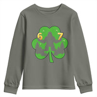 St Patricks Day Bigfoot Shamrock Youth Sweatshirt Six Seven Meme
