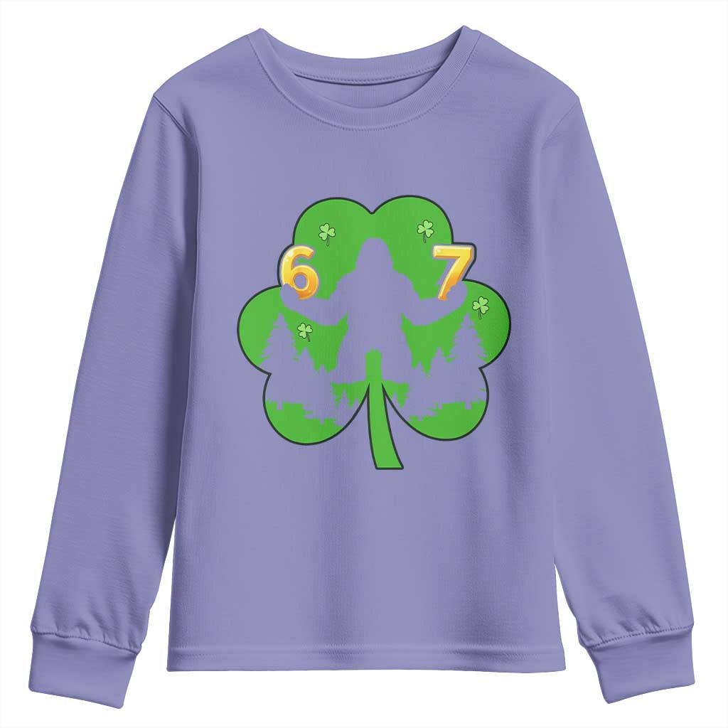 St Patricks Day Bigfoot Shamrock Youth Sweatshirt Six Seven Meme