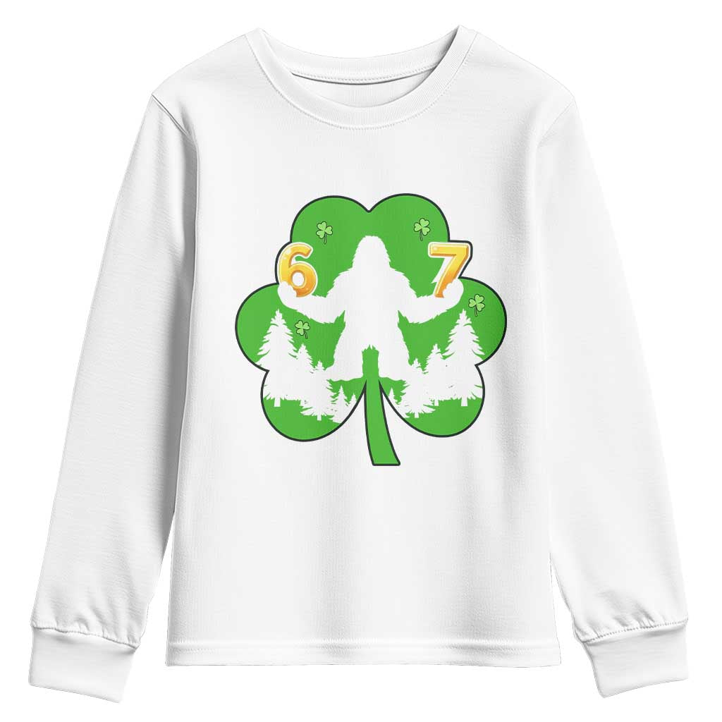 St Patricks Day Bigfoot Shamrock Youth Sweatshirt Six Seven Meme