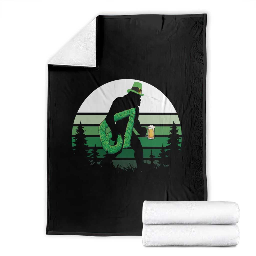 Funny St Patricks Bigfoot Says Six Seven Throw Blanket Gen Z Irish Gift