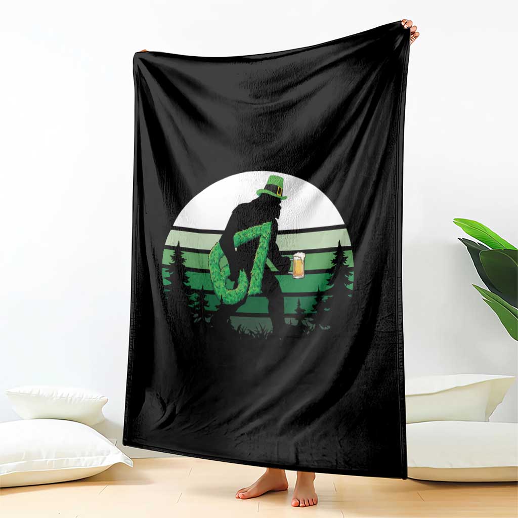 Funny St Patricks Bigfoot Says Six Seven Throw Blanket Gen Z Irish Gift