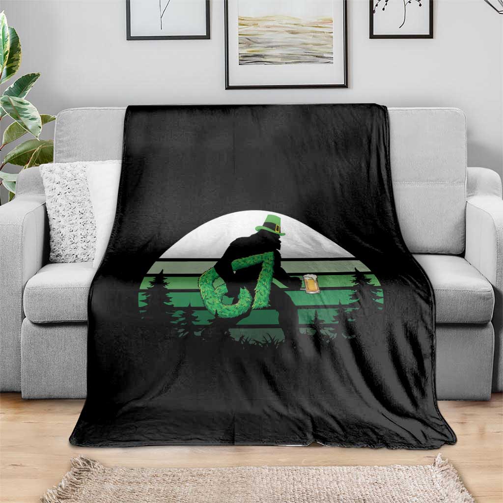Funny St Patricks Bigfoot Says Six Seven Throw Blanket Gen Z Irish Gift