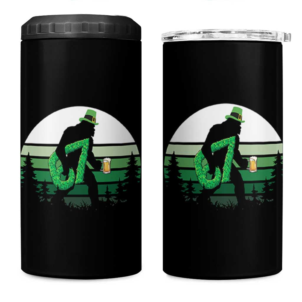 Funny St Patricks Bigfoot Says Six Seven 4 in 1 Can Cooler Tumbler Gen Z Irish Gift
