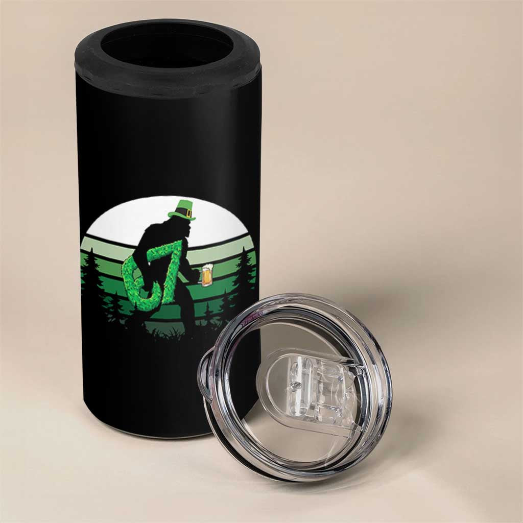 Funny St Patricks Bigfoot Says Six Seven 4 in 1 Can Cooler Tumbler Gen Z Irish Gift