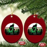 Funny St Patricks Bigfoot Says Six Seven Ceramic Ornament Gen Z Irish Gift