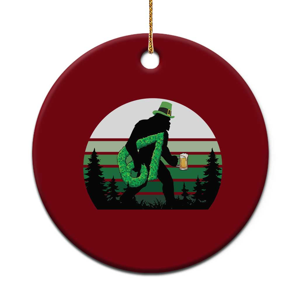Funny St Patricks Bigfoot Says Six Seven Ceramic Ornament Gen Z Irish Gift