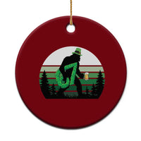 Funny St Patricks Bigfoot Says Six Seven Ceramic Ornament Gen Z Irish Gift