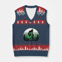 Funny St Patricks Bigfoot Says Six Seven V-Neck Knit Sweater Vest Gen Z Irish Gift