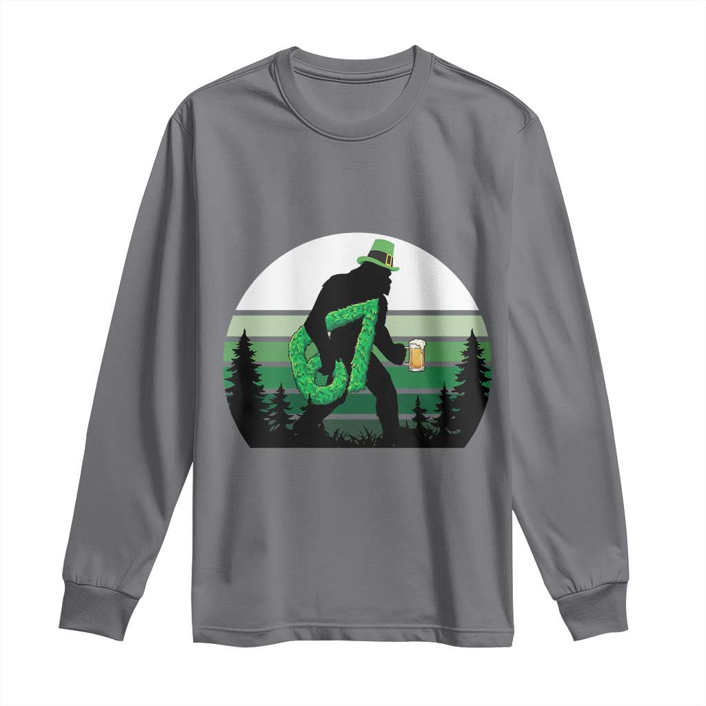 Funny St Patricks Bigfoot Says Six Seven Long Sleeve Shirt Gen Z Irish Gift