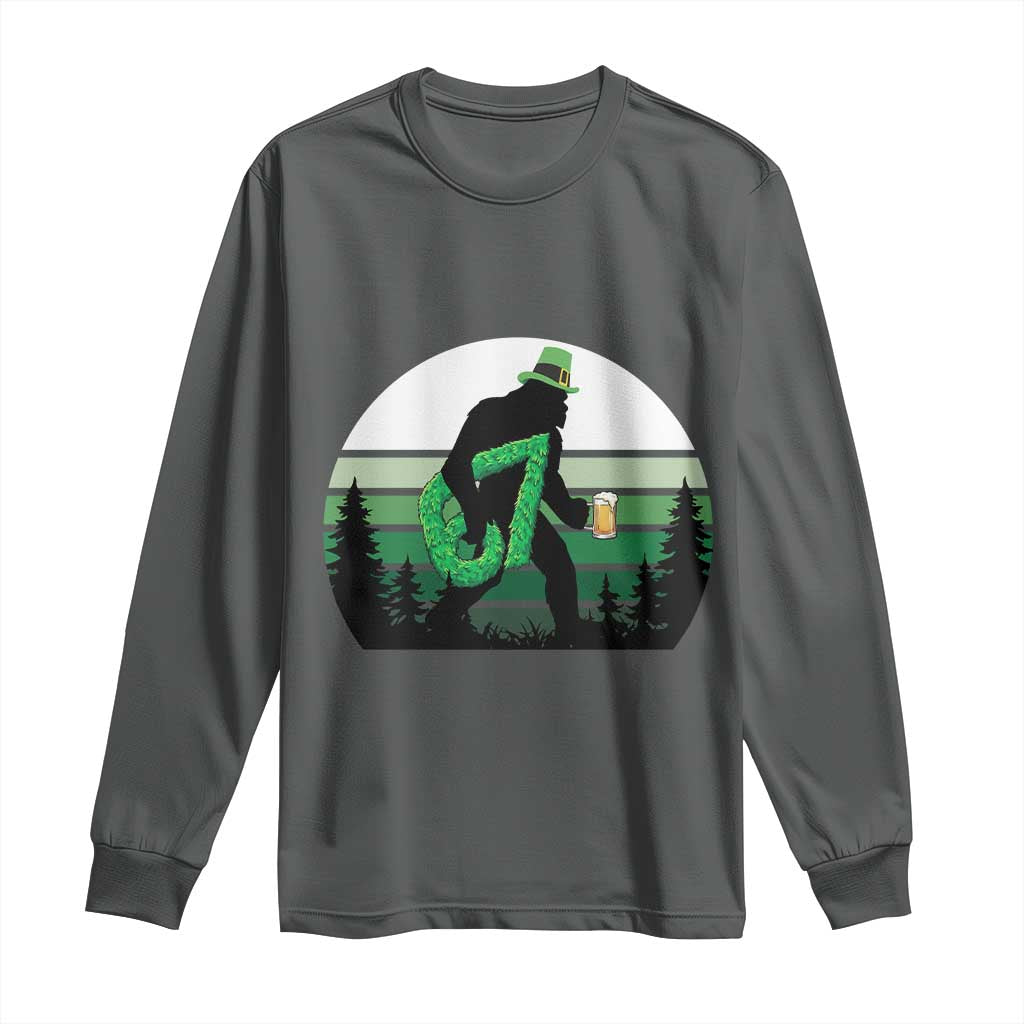 Funny St Patricks Bigfoot Says Six Seven Long Sleeve Shirt Gen Z Irish Gift