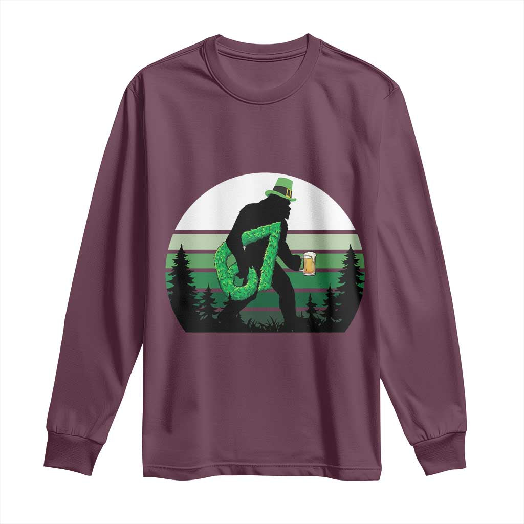 Funny St Patricks Bigfoot Says Six Seven Long Sleeve Shirt Gen Z Irish Gift