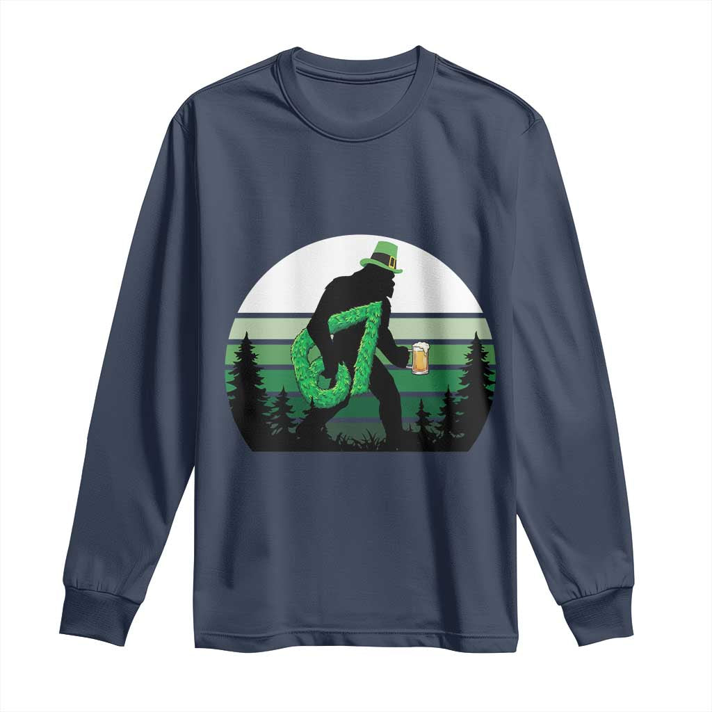 Funny St Patricks Bigfoot Says Six Seven Long Sleeve Shirt Gen Z Irish Gift