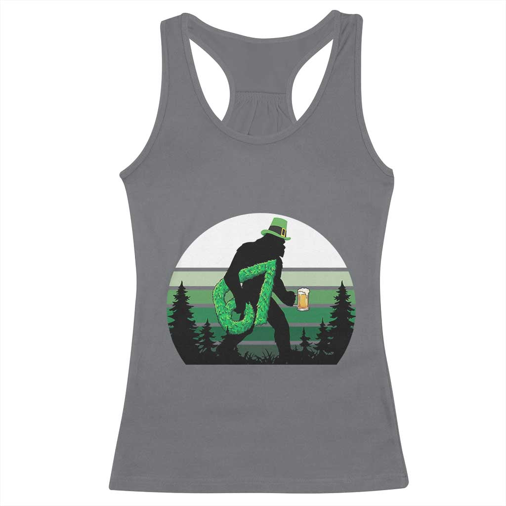 Funny St Patricks Bigfoot Says Six Seven Racerback Tank Top Gen Z Irish Gift