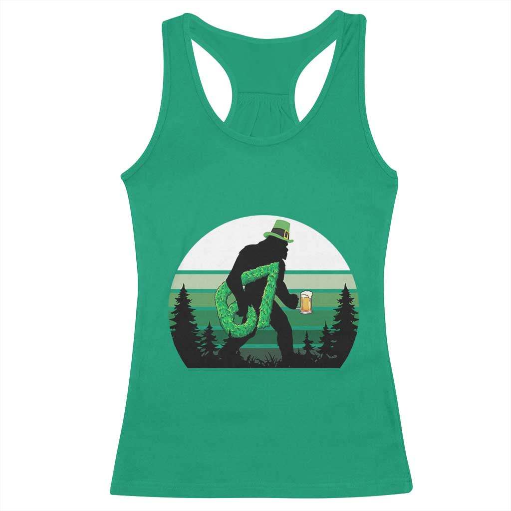 Funny St Patricks Bigfoot Says Six Seven Racerback Tank Top Gen Z Irish Gift