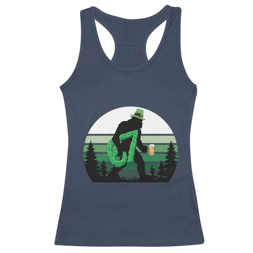 Funny St Patricks Bigfoot Says Six Seven Racerback Tank Top Gen Z Irish Gift