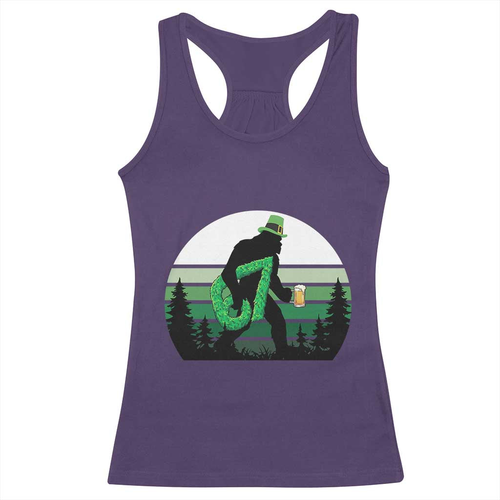 Funny St Patricks Bigfoot Says Six Seven Racerback Tank Top Gen Z Irish Gift