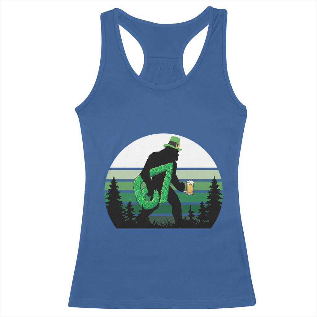 Funny St Patricks Bigfoot Says Six Seven Racerback Tank Top Gen Z Irish Gift