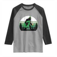 Funny St Patricks Bigfoot Says Six Seven Raglan Shirt Gen Z Irish Gift