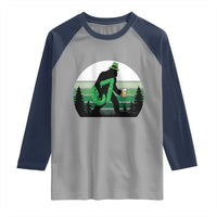 Funny St Patricks Bigfoot Says Six Seven Raglan Shirt Gen Z Irish Gift