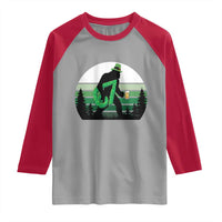 Funny St Patricks Bigfoot Says Six Seven Raglan Shirt Gen Z Irish Gift