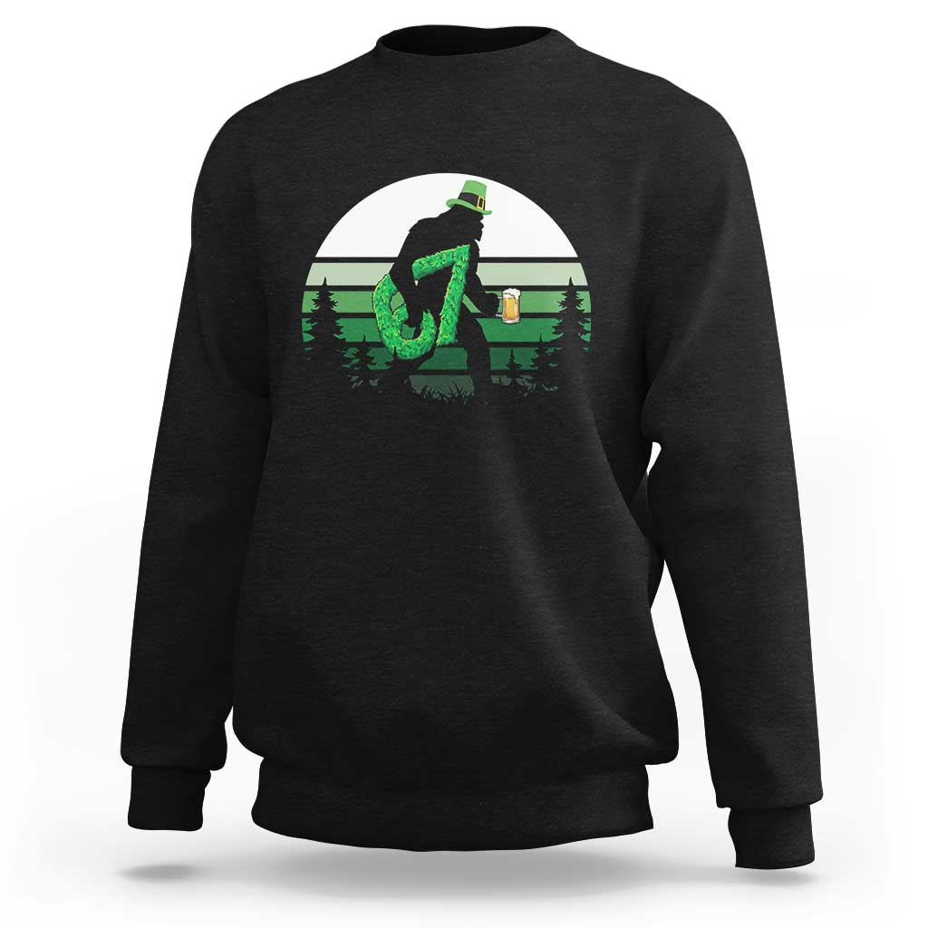 Funny St Patricks Bigfoot Says Six Seven Sweatshirt Gen Z Irish Gift