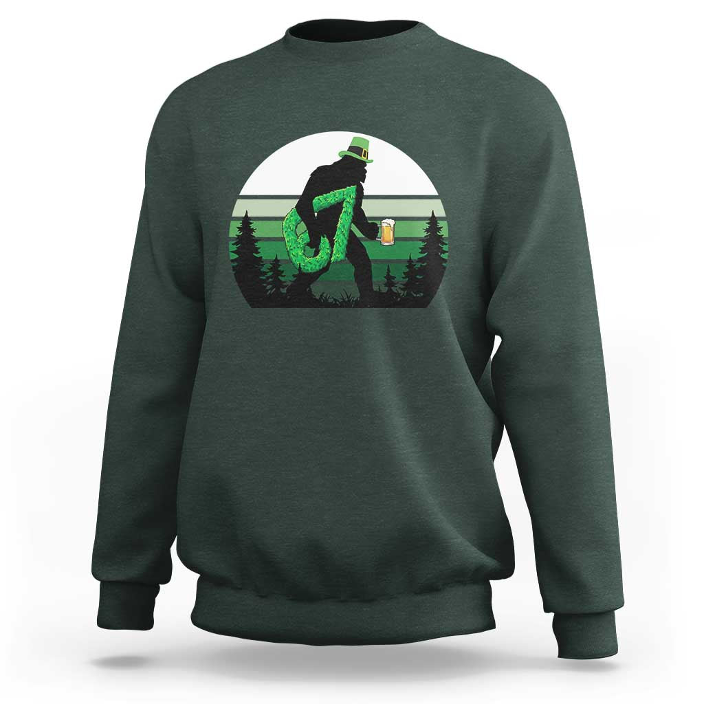 Funny St Patricks Bigfoot Says Six Seven Sweatshirt Gen Z Irish Gift