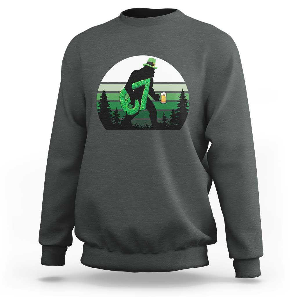 Funny St Patricks Bigfoot Says Six Seven Sweatshirt Gen Z Irish Gift