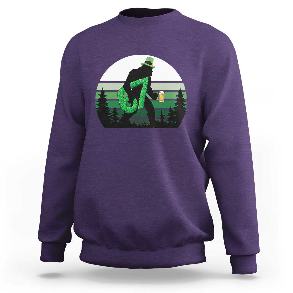 Funny St Patricks Bigfoot Says Six Seven Sweatshirt Gen Z Irish Gift