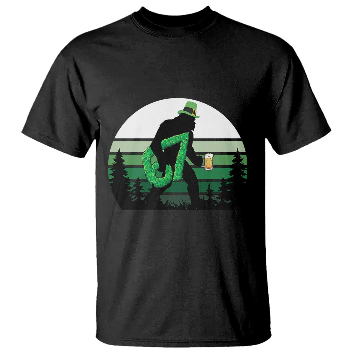 Funny St Patricks Bigfoot Says Six Seven T Shirt Gen Z Irish Gift