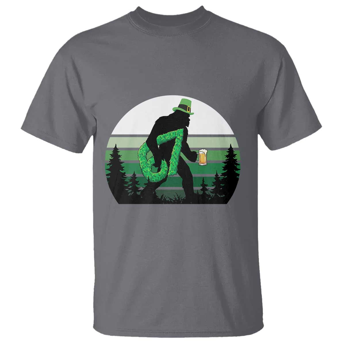 Funny St Patricks Bigfoot Says Six Seven T Shirt Gen Z Irish Gift