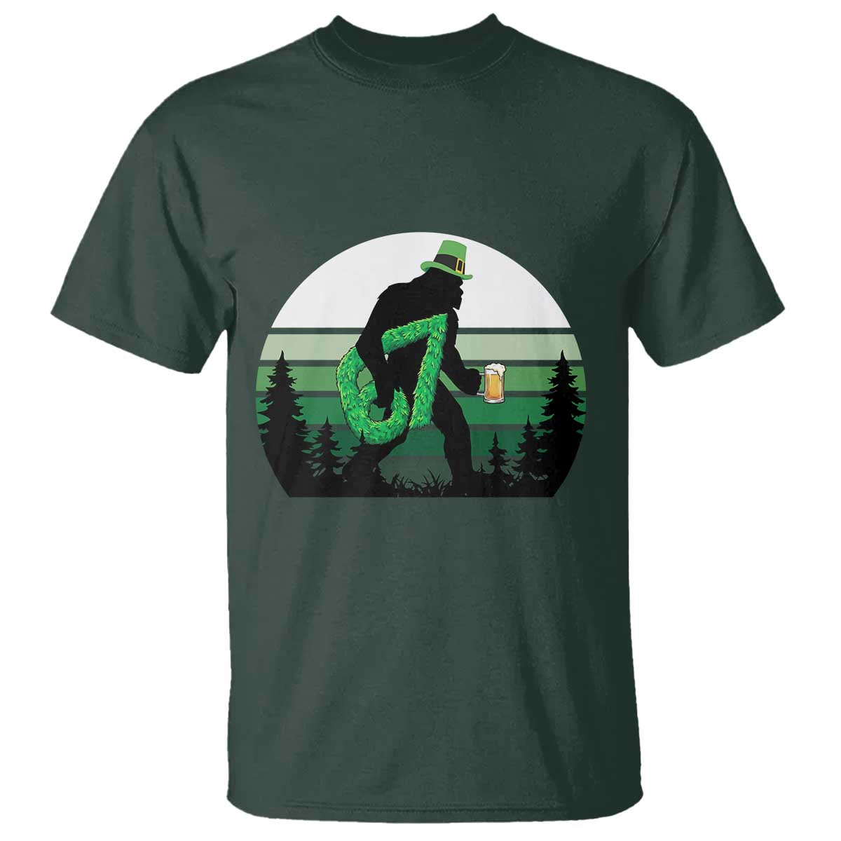 Funny St Patricks Bigfoot Says Six Seven T Shirt Gen Z Irish Gift