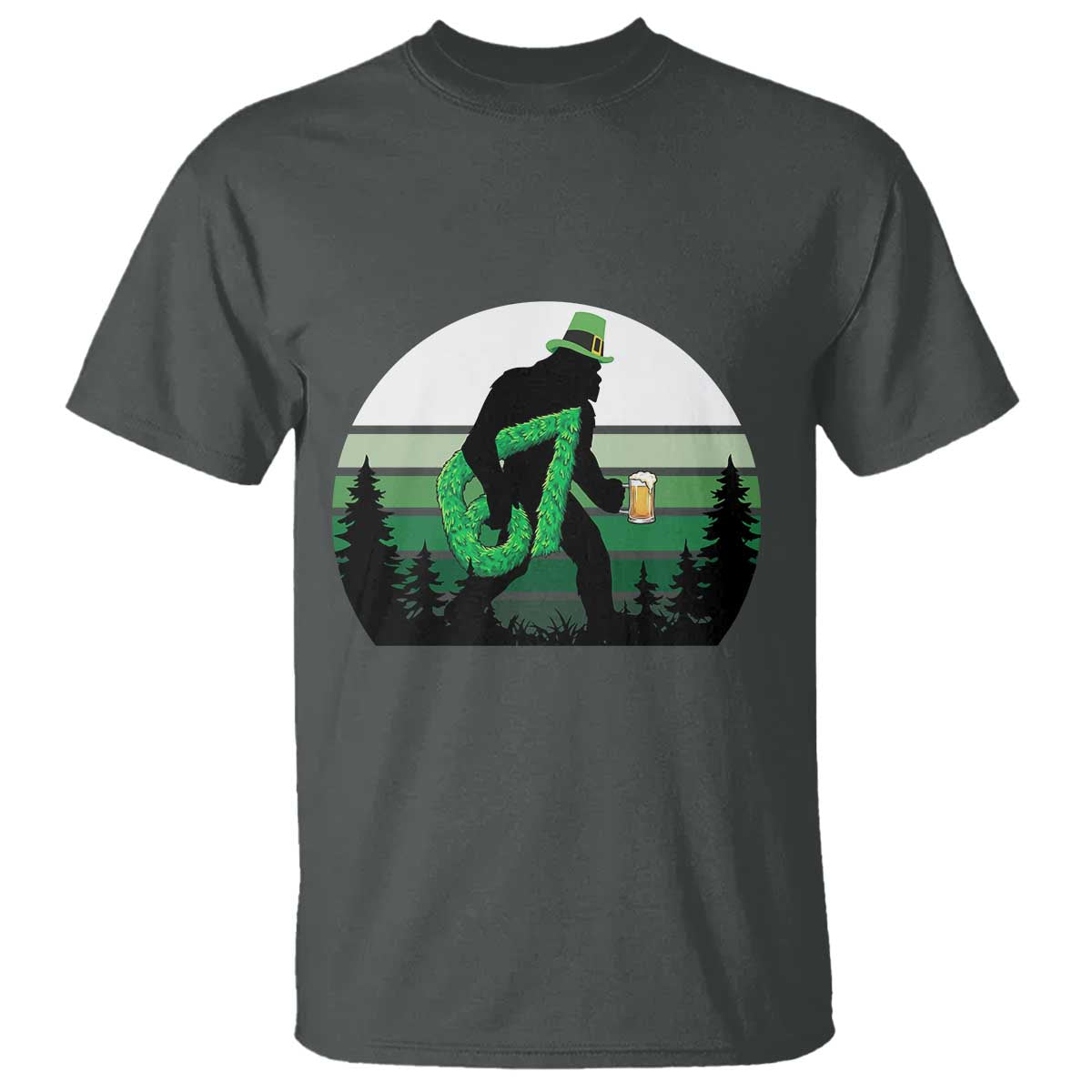 Funny St Patricks Bigfoot Says Six Seven T Shirt Gen Z Irish Gift