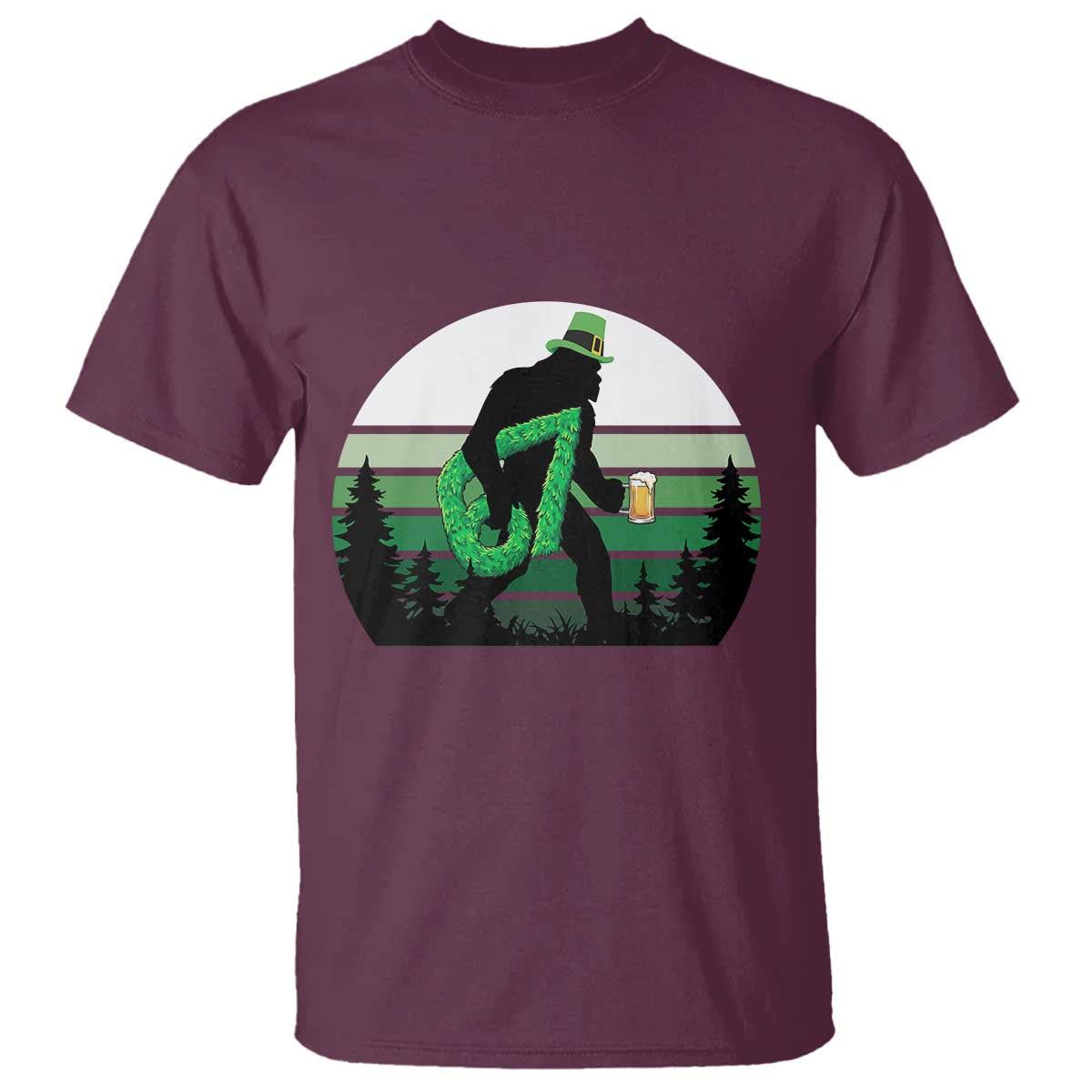 Funny St Patricks Bigfoot Says Six Seven T Shirt Gen Z Irish Gift