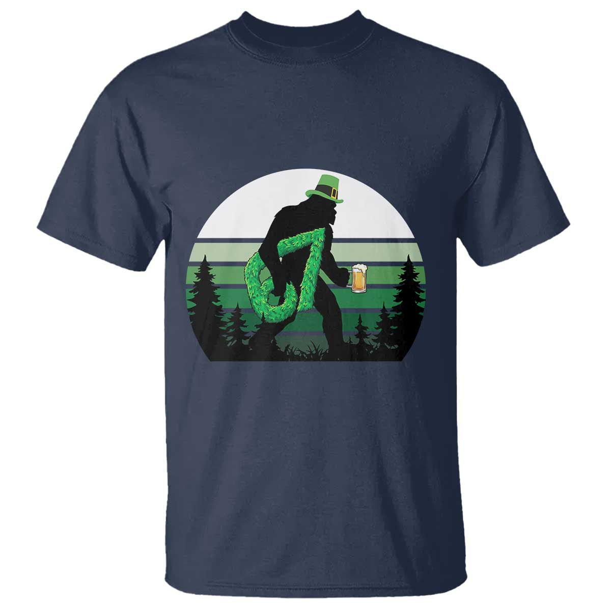 Funny St Patricks Bigfoot Says Six Seven T Shirt Gen Z Irish Gift