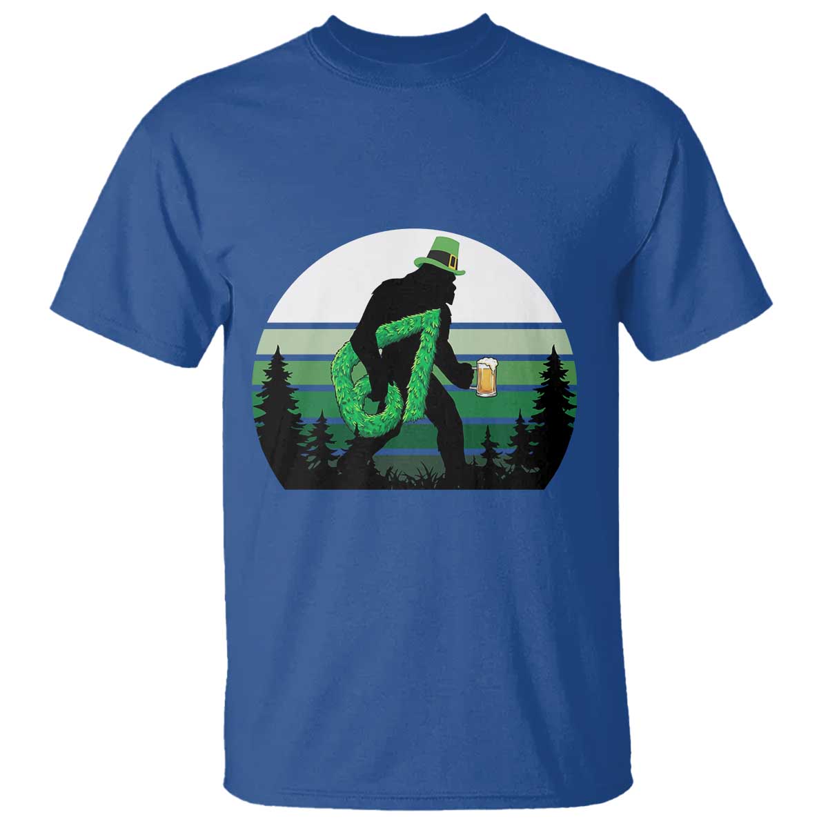 Funny St Patricks Bigfoot Says Six Seven T Shirt Gen Z Irish Gift