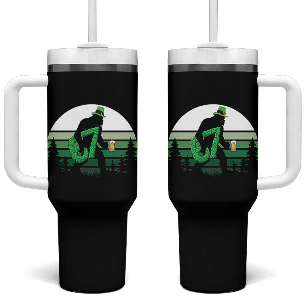 Funny St Patricks Bigfoot Says Six Seven Tumbler With Handle Gen Z Irish Gift